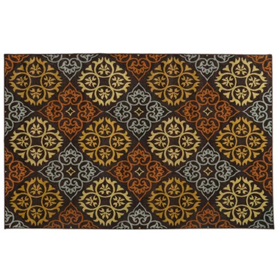 SKID-RESISTANT CARPET Indoor area rug mat KALEIDOSCOPE BLOOM - Autumn Brown - Image 1 of 4