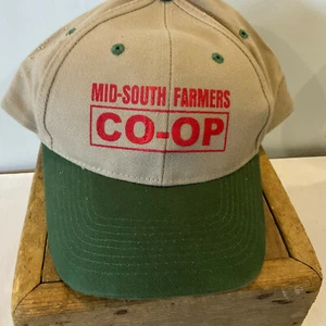 Gorra cooperativa Mid South Farmers bronceada y verde gorra con cierre a presión talla única rural - Imagen 1 de 5