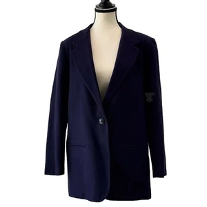 90’s VTG Sag Harbor 100% Pure New Wool Womens 12 Navy Blue Blazer Jacket Retro - Picture 1 of 11