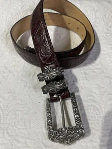Barse La Fayette Embossed Italian Leather Belt 1997 - Picture 1 of 6
