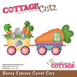 Neu Scrapping Cottage Cutz Metall Stanzschablone Bunny Express Karotte Autos - Bild 1 von 1