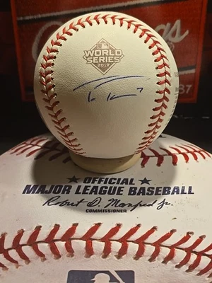 Trea Turner Signed Autograph OML 2019 World Series Stat Baseball BAS COA - Image 1 of 4