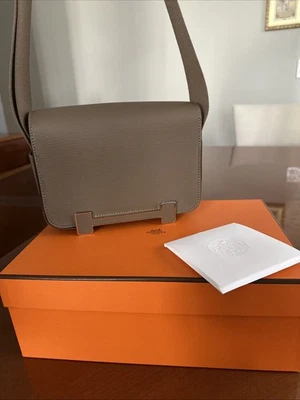 Bolso Hermès Geta Cuero Mysore en Herrajes de Paladio Etoupe - NUEVO Foto 1 de 4