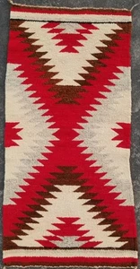 Vintage Handmade Native American Navajo Eye Dazzler Style Wool Rug 87x42cm - Picture 1 of 12