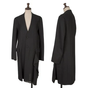 Y's Wool Draped Switching Collarless Coat Size 1(K-150125) - Picture 1 of 12