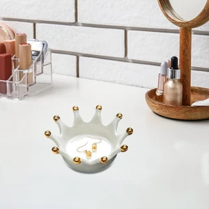 Jewelry Ring Holder Decor Pottery Crown Shape Tray for Room Displaying Gift - Picture 1 of 6