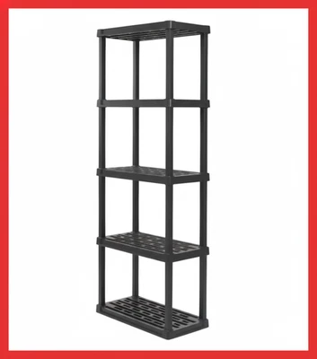 IRIS 5-Tier Medium Plastic Garage Storage Shelving Unit, Black (12 W X 64 H X 24 D)