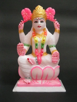Estatua de mármol Lakshmi Ji para hogar y oficina | 11 pulgadas diosa Lakshmi ídolo regalo Foto 1 de 4