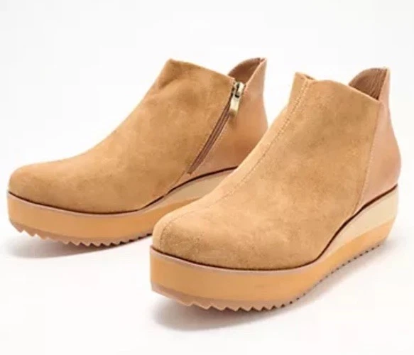 New Antelope Jojo Suede Platform Wedge Side Zip Ankle Boot Tan EU 41 US 10-10.5 - Image 1 of 4