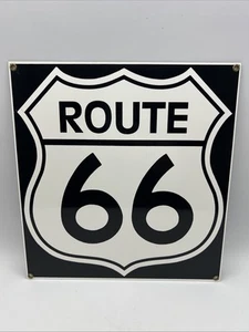 "Letrero vintage Ande Rooney Route 66 porcelana metal pesado garaje 11"x 11""" - Imagen 1 de 6