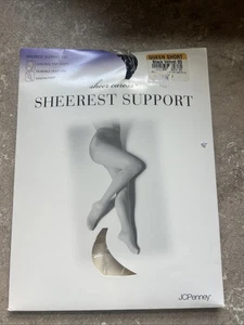 Sheer Caress Sheerest Support Sandal Foot Control Top Black Velvet Queen Short - Picture 1 of 7