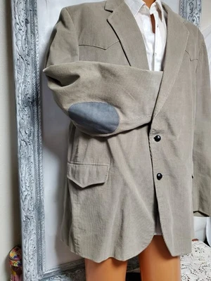 Blazer De Colección Para Hombres 54XL Gris Vaquero Occidental Chaqueta de Rodeo Ranchero Gamuza Parche en el Codo  Foto 1 de 4