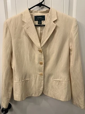 Blazer Lauren Ralph Lauren Amarillo Seda Mezcla Lino Talla 8 Foto 1 de 4