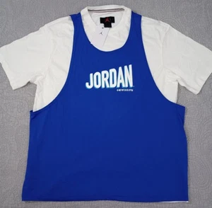 Nike Air Jordan Flight MVP Mens Layered Shirt Blue White Size XL DV7604 100 Rare - Picture 1 of 10