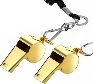 2er Pack Coach Pfeife mit Schlüsselband Edelstahl Metallpfeife bunt Coach Wh - Bild 1 von 7