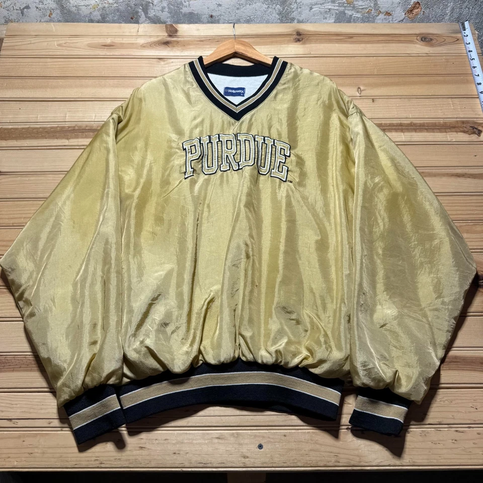 Vintage 90s Purdue Boilermakers NCAA Football Satin Bomber Jacket USA Made - XL - Image 1 of 4