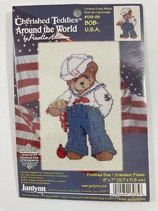 Janlynn Cherished Teddies Around the World BOB U.S.A. cross stitch Kit NEW - Picture 1 of 3