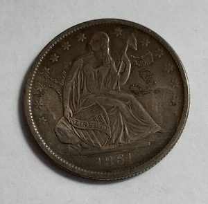 1861-O Confederate Seated 50C (#13651) Abt. XF. Diagnostic die crack left of 6. - Picture 1 of 2