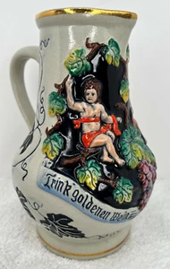 Beautiful Trink Goldenen Wein Aus Kublen Stein Beer Pitcher 1L-Cherbus-Grapes - Picture 1 of 10