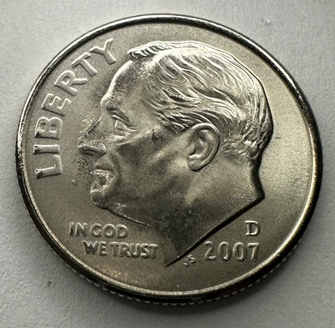 2007-D ROOSEVELT DIME 10cent COIN FROM MINT SET UNCIRCULATED SATIN FINISH Cover