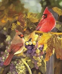 David Textile - Harvest Time Cardinal Quilting and Crafting Digital Fabric Panel - Picture 1 of 2