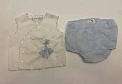 Маленький ангел Baby мальчика рубашка и шорты комплект ~ вышивка новое поступление 3/6 М синий  - Изображение 1 из 4