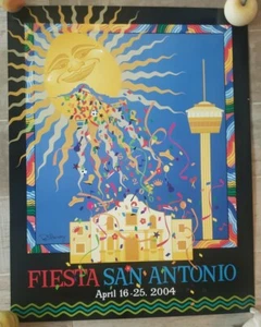 2004 Fiesta POSTER San Antonio TEXAS 22" X 28" PAM SIMS HARVEY SIGNED - Picture 1 of 9