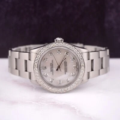 Rolex Midsize Oyster Perpetual 31mm 2ct Diamonds MOP Dial Steel Watch - Image 1 of 4