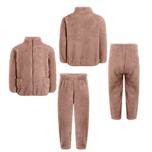 Unisex Kids Outfit Warm Set Coral Fleece Pajama Long Sleeve Casuai Tops Boys - Picture 1 of 55