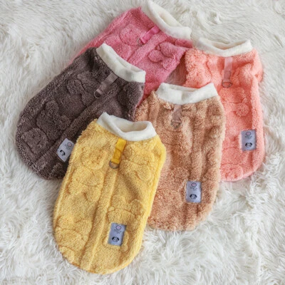 Dog Pullover Sweaters Plush Pet Vest Cat Dogs Clothes with Buckle Candy Color UK - Image 1 of 4