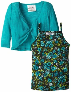 Beautees 2-Pc Shrug Sweater Wrap Tank Set Ditzy Flower Print Little Girls' 4 NEW - Picture 1 of 3