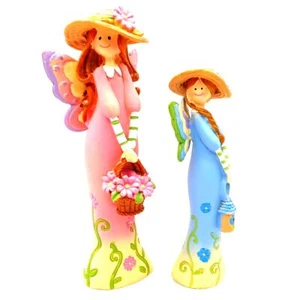 Butterfly Winged Garden Fairy Figurines Blue 5".50 & Pink 7" Tall - Picture 1 of 9