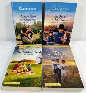 Love Inspired Inspirational Romance Novels lot of 4 LARGER PRINT softcover books - Imagen 1 de 5