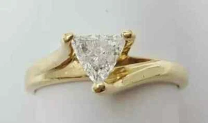2 kt Trillion Cut Lab Created Diamant Damen Ehering 14 K Gelbgold vergoldet - Bild 1 von 8