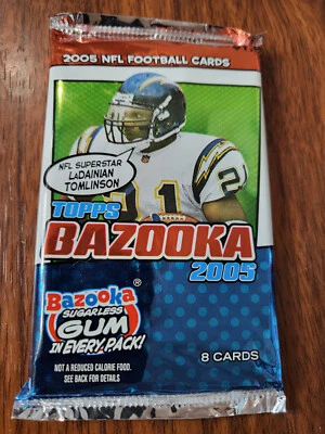 2005 Topps Bazooka Football 8 Card Pack - Aaron Rodgers RC? and great inserts? - Image 1 of 2