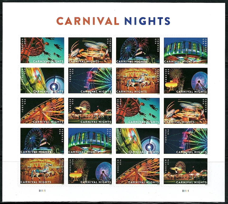 Mint US Carnival Nights Pane of 20 Forever Stamps Scott# 5855-5864 (MNH) - Image 1 of 1