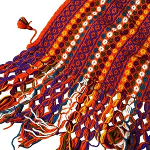 Handwoven Wool Blanket Throw End Bed Colorful Scarf Fringed Edges Tribal Boho - Picture 1 of 7