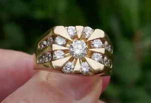 3ct Round Cut VVS1/D Moissanite Engagement Pinky Ring 14k Yellow Gold PlatedSLVR - Picture 1 of 12