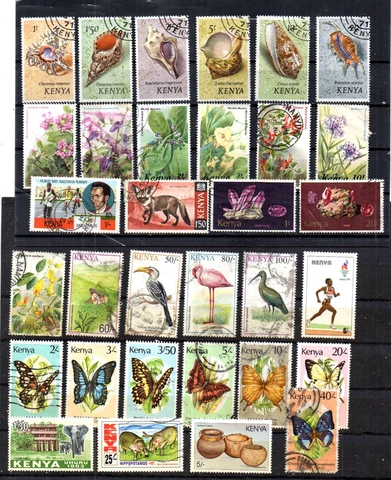 KENYA COLLECTION OF 58 ALL DIFFERENT STAMPS.  PLEASE SEE 2 DIFFERENT SCANS Cover