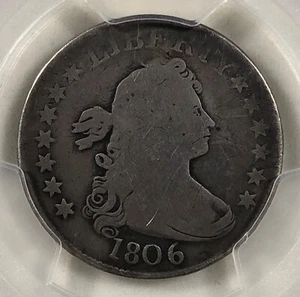 Quarto busto drappeggiato 25c 1806. PCGS buoni dettagli. - Foto 1 di 5