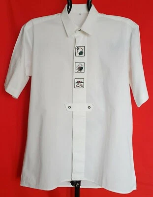 CAMICIA UOMO AUTENTICA TIROLER TYROL OKTOBERFEST DIRNDL COTONE BIANCO US16 1/2 EU42 - Immagine 1 di 4