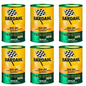 6 Litri Bardahl Technos XFS 5W30 AV504 C3 Olio Motore SYNT Auto VW 504.00 507.00 - Foto 1 di 5