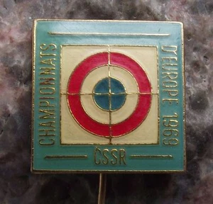 1969 Paris France European Shooting ISSF Championships Gun Target Pin Badge - Picture 1 of 4