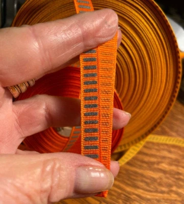 Reflective bar grosgrain ribbon, fabric trim, 3/8 inch wide, sold by the yard. - Image 1 of 4