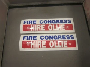 Vintage Ollie North FIRE CONGRESS HIRE OLLIE Bumper Sticker Lot of 2  - Picture 1 of 2