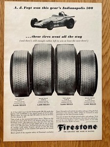 Firestone A.J. Foyt Indianapolis 500 Original 1964 Vintage Advert Advertising
