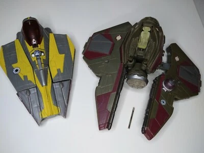 Transformers Star Wars Obi-Wan Starfighter & Anakin Skywalker Broken Incomplete - Image 1 of 4