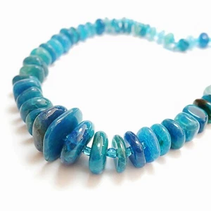 NELLYS Achat gestaffelte Scheiben Perlen Edelsteine 1 Strang blau - Bild 1 von 1