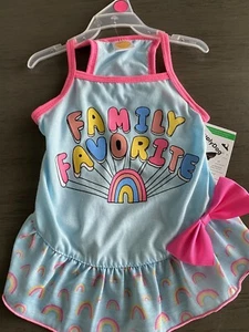 SIMPLY DOG BLUE PINK TRIM "FAMILY FAVORITE" Summer Dress Puppy/Dog XSMALL - Picture 1 of 2