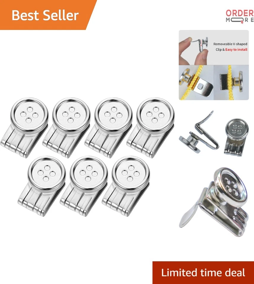 Paquete de 7 botones con clip de metal cromado sin coser fácil fijación para pantalones Foto 1 de 4